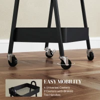 HOMCOM Three-Tier Storage Trolley - Black(m-5)