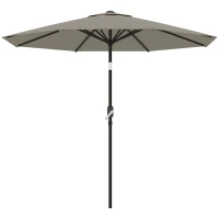 Outsunny 2.6M Garden Parasol Umbrella with Tilt and Crank, Outdoor Sun Parasol Sunshade Shelter with Aluminium Frame, Light Grey(m-10)