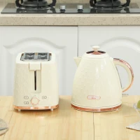 HOMCOM 1.7L 3000W Fast Boil Kettle & 2 Slice Toaster Set, Kettle and Toaster Set with Auto Shut Off, Browning Controls, Beige(m-7)
