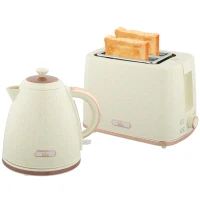 HOMCOM 1.7L 3000W Fast Boil Kettle & 2 Slice Toaster Set, Kettle and Toaster Set with Auto Shut Off, Browning Controls, Beige(m-11)