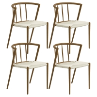 HOMCOM Conjunto de 4 Cadeiras de Sala de Estar com Assento em Corda de Papel Empilháveis Estilo Rústico 51x51x71 cm Carvalho