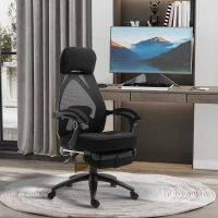 Vinsetto Office Chair with Footrest,High Back Swivel Desk Chair with Adjustable Height and Headrest for Home Office, Black(m-2)