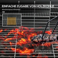 Outsunny Holzkohlegrill aus Metall BBQ Smoker mit Deckel Thermometer Räder Grillwagen 95x71,5x102 cm Schwarz(m-5)