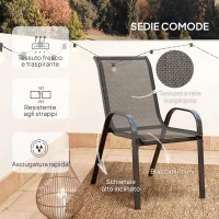 Outsunny Set da Giardino 3 Pezzi con 2 Sedie da Giardino 54x71x93 cm e Tavolino Rotondo Ø60x71 cm in Acciaio Nero(m-6)