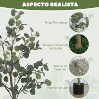 HOMCOM Planta Artificial Decorativa de 120 cm Eucaliptus Sintético con 230 Hojas en Maceta para Interior Verde(m-4)