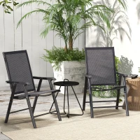 Outsunny Conjunto de 2 Sillas de Camping Plegables con Reposabrazos para Jardín Terraza Carga 110 kg 58x64x94 cm Gris Oscuro(m-2)