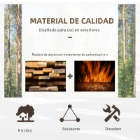 Outsunny Puente de Jardín de Madera 100x50x37 cm con Barandillas Puente de Arco para Decoración Patio Carga 150 kg Carbonizado(m-5)