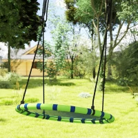 AIYAPLAY Columpio Infantil Redondo de 100 cm para Jardín con Altura Ajustable y Soporte de 150 kg Ø100x180 cm Azul y Verde(m-8)