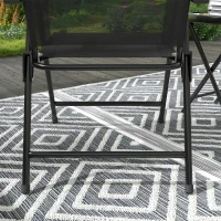 Outsunny Three-Piece Garden Seat Set, with Glass-Top Table - Black(m-9)