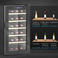 HOMCOM Wijnkoelkast voor 41 Flessen, 91 Liter Capaciteit, Drankenkoelkast met LED-Display en Touchscreen, Zwart(m-9)