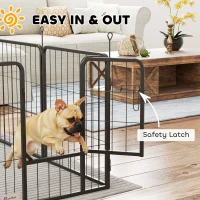 PawHut Six-Panel Dog Playpen with Door, for Small Dogs, Indoors, Outdoors, 60cm Tall, Black(m-5)
