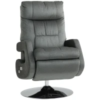 HOMCOM Recliner Fauteuil, Elektrische Zetel met USB-Poort en Voetensteun, Fluweel Look, Draaibaar, Verstelbaar, Grijs(m-1)