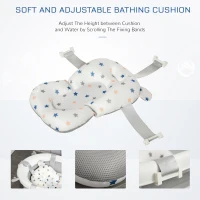 HOMCOM Foldable Baby Bathtub Set, Collapsible Bath Tub with Thermostatic Water Plug, Non-Slip Support, Cushion Pad, Drain Plugs, for Newborn to 3 Years - Offwhite(m-7)