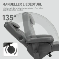 HOMCOM /Massagesessel mit Hocker, verstellbare Lehne, USB-Ladeport, Lederoptik, bis 150 kg, Dunkelgrau(m-5)