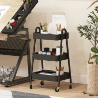 HOMCOM Three-Tier Storage Trolley - Black(m-8)