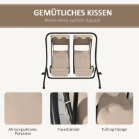 Outsunny Hollywoodschaukel Gartenschaukel, wetterbeständig,2 getrennte Size, 2 Getränkehalter, 170 cm x 136 cm x 170 cm, Beige(m-6)