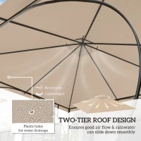 Outsunny 3x3(m) Replacement Gazebo Canopy, Double Tier Roof Top for Garden, Patio, Outdoor, Khaki (TOP ONLY)(m-6)