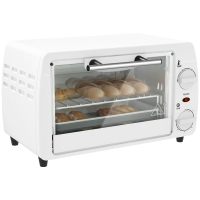 HOMCOM Horno Eléctrico Sobremesa 10L  750W Horno Eléctrico Pequeño Temperatura 230 ℃ y Temporizador 36,5x26x22 cm Blanco