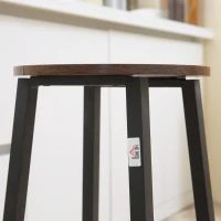 HOMCOM Conjunto de 4 Bancos Altos de Cozinha Bancos de Bar com Pés de Aço e Apoio para os Pés 32,5x32,5x65 cm Preto e Madeira(m-5)