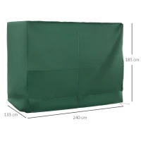 Outsunny Copertura per Dondolo da Giardino a 3 Posti in Tessuto Oxford con Chiusura a Corda, 240x133x185 cm, Verde(m-3)