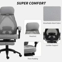 Vinsetto Office Chair with Footrest, High Back Swivel Desk Chair with Adjustable Height and Headrest for Home Office, Dark Grey(m-6)