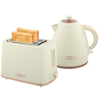 HOMCOM 1.7L 3000W Fast Boil Kettle & 2 Slice Toaster Set, Kettle and Toaster Set with Auto Shut Off, Browning Controls, Beige(m-1)
