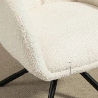 HOMCOM Sessel, Polsterstuhl mit bequemer Sitzschale, drehbar, kuscheliger Bezug, bis 120 kg, Cremeweiß(m-8)