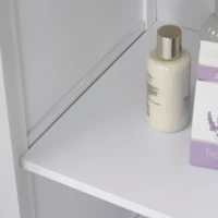 kleankin Badezimmerschrank Küchenschrank Vitrine mit 2 Türen Sideboard Kommode Vitrinenschrank MDF Acryl Weiß 80 x 36 x 80 cm(m-8)