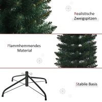 HOMCOM Weihnachtsbaum 180 cm, hoch realistisch, 380 Zweige, feuerfest, stabile Basis, Grün(m-7)