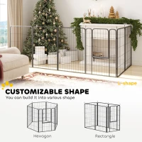 PawHut Six-Panel Dog Playpen with Door, for Large Dogs, Indoors, Outdoors, 100cm Tall, Black(m-4)