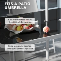 Outsunny Eight-Piece Garden Dining Set, with Chairs, Table and Parasol - Grey(m-8)