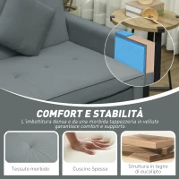 HOMCOM Divano Letto 3 Posti Clic Clac con Schienale Reclinabile e 2 Cuscini, 196x90x89 cm, Grigio(m-8)