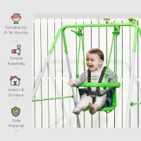 Outsunny Kids Swing, Steel Nursery Swing, with Seatbelt, High Support Back, Front Guard, for Ages 6-36 Months - Green(m-4)