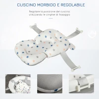 HOMCOM Vaschetta Bagnetto Pieghevole per Bambini 0-3 Anni con Indicatore di Temperatura e Cuscino, 81.5x50.5x23.5cm, Bianco(m-7)