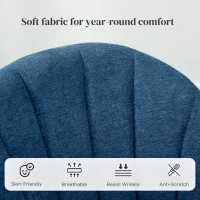 HOMCOM Dining Chairs Set of 2, Modern Upholstered Kitchen Chairs with Metal Legs, Shell Backrest and Padded Seat for Dining Room, Bedroom, Living Room, Vanity, Blue(m-5)