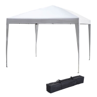 Outsunny Pavillon, 2,95 x 2,95 m Pop-Up-Faltpavillon, Gartenpavillon, Partyzelt, UV-Schutz, Stahl+Oxfordstoff, Weiß