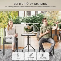 Outsunny Set da Giardino 3 Pezzi con 2 Sedie da Giardino 54x71x93 cm e Tavolino Rotondo Ø60x71 cm in Acciaio Nero(m-4)
