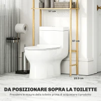 HOMCOM Mobile Sopra WC a 3 Ripiani a Doghe Salvaspazio in Bambù, 63.5x25.5x181 cm, color Legno(m-4)