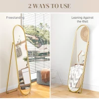 HOMCOM Two-Way Curved Full Length Mirror - Gold Tone(m-7)