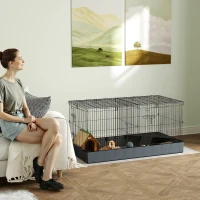 PawHut 2 in 1 Guinea Pig Cage, Rabbit Cage Pet Playpen with 2 Separate Area, Waterproof Oxford Fabric Floor for Hedgehogs(m-2)