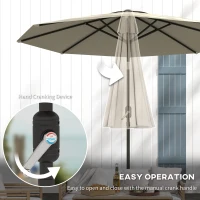 Outsunny 2.6M Garden Parasol Umbrella with Tilt and Crank, Outdoor Sun Parasol Sunshade Shelter with Aluminium Frame, Light Grey(m-4)