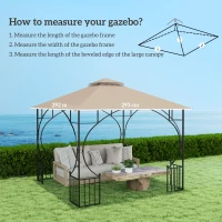 Outsunny 3x3(m) Replacement Gazebo Canopy, Double Tier Roof Top for Garden, Patio, Outdoor, Khaki (TOP ONLY)(m-3)