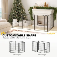 PawHut Six-Panel Dog Playpen with Door, for Medium Dogs, Indoors, Outdoors, 80cm Tall, Black(m-4)