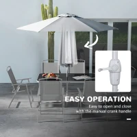 Outsunny Eight-Piece Garden Dining Set, with Chairs, Table and Parasol - Grey(m-7)