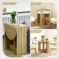 HOMCOM Masă Pliantă cu 2 Extensii Rabatabile, Masă Extensibilă cu Spațiu de Economisire, 104x76x73,7 cm, Lemn Natural(m-4)