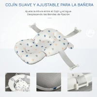HOMCOM Bañera Plegable para Bebé Recién Nacido hasta 3 Años 81,5x50,5x23,5 cm con Tapón Termosensible Cojín Gris(m-5)