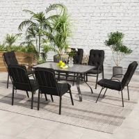 Outsunny Seven-Piece Garden Dining Set with Cushions - Black(m-10)