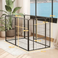 PawHut Six-Panel Dog Playpen with Door, for Medium Dogs, Indoors, Outdoors, 80cm Tall, Black(m-3)