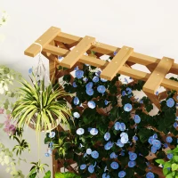 Outsunny Wooden Planter with Trellis, Freestanding Raised Garden Bed with Drainage Holes, Outdoor Planter Box with Liner for Vegetables, Herbs and Flowers, Natural(m-9)