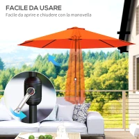 Outsunny 3 m Garden Parasol Umbrellas, Outdoor Sun Shade with 8 Ribs, Tilt and Crank Handle for Balcony, Bench, Garden, Orange(m-4)